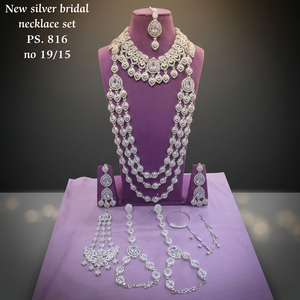 Elegant High Quality SILVER Plated Bridal Engagement Wedding Anniversary Party Gift Ethnic Fashion Rhodium Plated Jewelry <b>Set</b> - Product Image 3