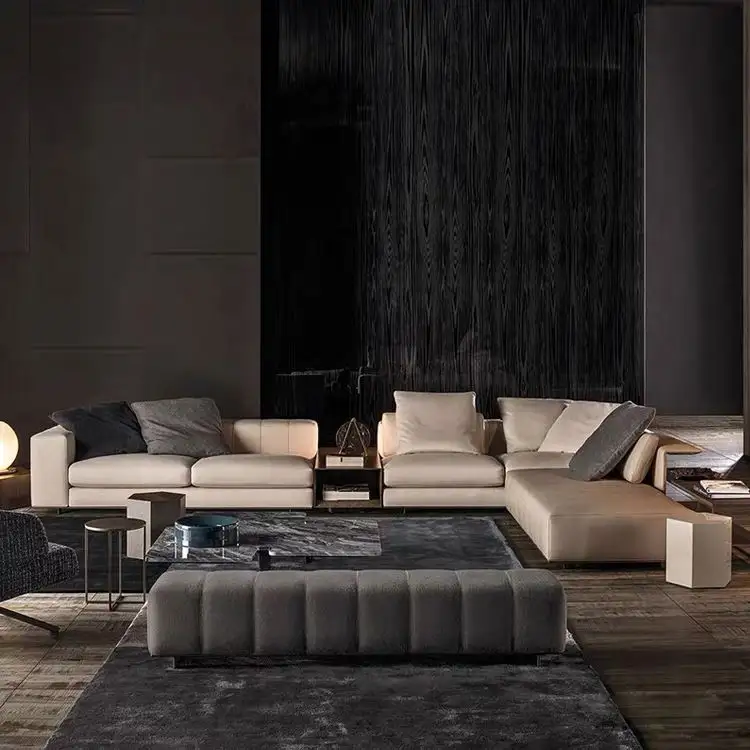 Sofá Seccional de 7 plazas en forma de L para sala de estar, conjunto de sofá de tela grande, sofás seccionales, Sofás Modernos Para Sala Baratos