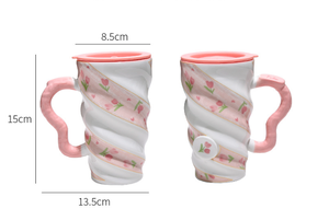 Taza de Cerámica con Diseño Floral Perlado, 12oz, Ideal para Regalo de Boda o Cumpleaños, Personalizable con Logotipo, Pedidos al por Mayor - Product Image 3