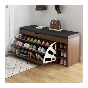 Hot Sale Home Furniture Modern Adjustable Wardrobe Cabinet Storage Shoe Closet Shoe Storage Bench With Soft Seat Cushion