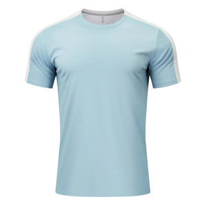 Ice Blue Men's Crew Neck T-Shirt Short Sleeve Polyester Spandex Workwear Summer Sportswear - Product Image 1