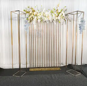 Gilded Wedding Screen Backdrop Arch Frame Irregular Multi-Bar Geometric Wrought Iron Event Scene Deco Flower Stand Shelf