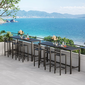 Set Tavolo e Sedie in Metallo <span class=keywords><strong>da</strong></span> <span class=keywords><strong>Esterno</strong></span> per Negozi di Tè, Caffè all'Aperto, Balconi di Casa - Set Sgabelli Alti <span class=keywords><strong>da</strong></span> <span class=keywords><strong>Parete</strong></span> o Finestra - Product Image 2