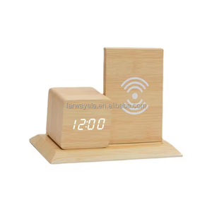 Chất Lượng Cao Đồng Hồ Bằng Gỗ Sáng Tạo LED Lịch Kỹ Thuật Số Điện Tử Đồng Hồ Báo Thức Sáng Lịch Máy Tính Để Bàn Không Dây Đồng Hồ Bằng Gỗ - Product Image 1