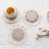 Sous-verres tissés à la main, sous-verres personnalisés en liège et jute pour cadeau de boisson
