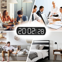 Horloge numérique LED OEM à grands chiffres pour la décoration intérieure, avec fonction alarme, pour bureau, table d'étude, table de chevet, avec affichage néon et design intelligent, pour chambre à coucher