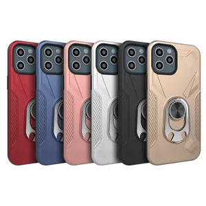 For iPhone 12 Pro Max 6.7 TPU PC Metal Shockproof Admiral Metal Ring Cell Phone Case For iPhone 12 Mini 11pro