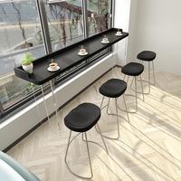 Comptoir de bar en bois massif acrylique, plateau noir avec bordure, tabouret de bar flottant transparent commercial pour fenêtre