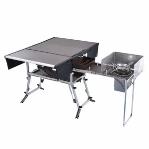 caravan camping portable cookware table box aluminum folding table stool shandong kitchen cookware set