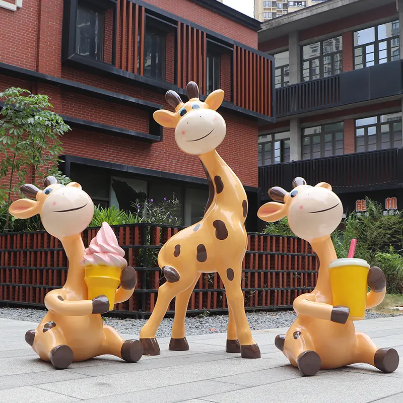 Fabrieksfabrikanten Op Maat Maken U Eigen Outdoor Cartoon Dier Giraffe Paard Vos Hars Glasvezel Custom Tuin Sculptuur