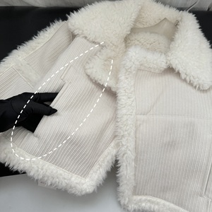 A11087 Ladies Fashion <strong>Short</strong> Woolen Jacket Coats PU <strong>Leather</strong> Dyed Vintage Decoration Zipper Closure Camel Sheep - Product Image 6