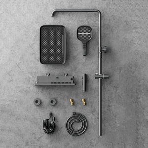Juego <span class=keywords><strong>de</strong></span> <span class=keywords><strong>ducha</strong></span> <span class=keywords><strong>de</strong></span> lujo para hotel, color gris plomo, con teclas <span class=keywords><strong>de</strong></span> piano, sistema <span class=keywords><strong>de</strong></span> <span class=keywords><strong>ducha</strong></span> <span class=keywords><strong>de</strong></span> lluvia montado en la pared, grifo mezclador termostático - Product Image 5