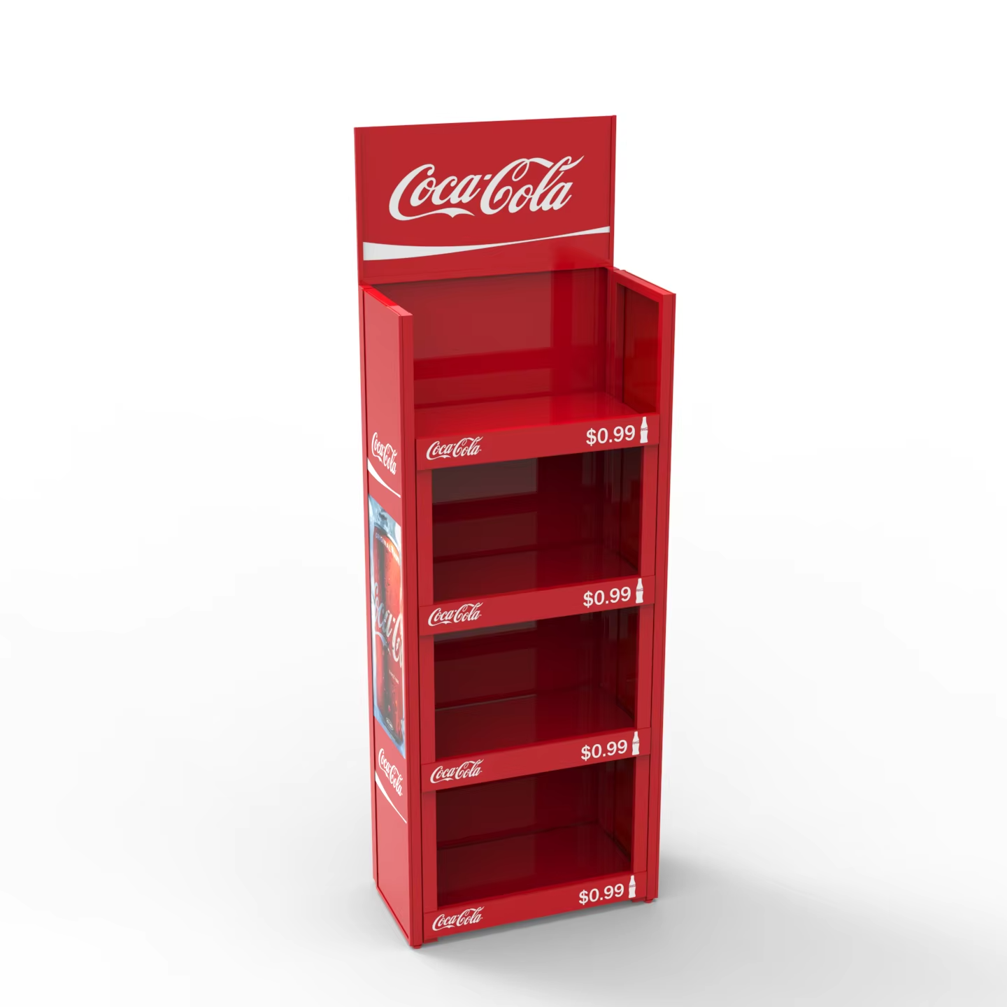 Apache 4-Tier Metal Beverage Cans Drinking Bottles Display Rack Foldable Floor Standing Advertising Custom Logo for Retail Shops — view 5