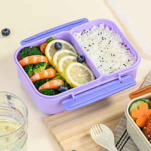 Vente en gros 100% Boîte à bento en plastique transparent étanche pour enfants 3 compartiments Boîte à lunch pour enfants sans BPA pour l'école - Product Image 1