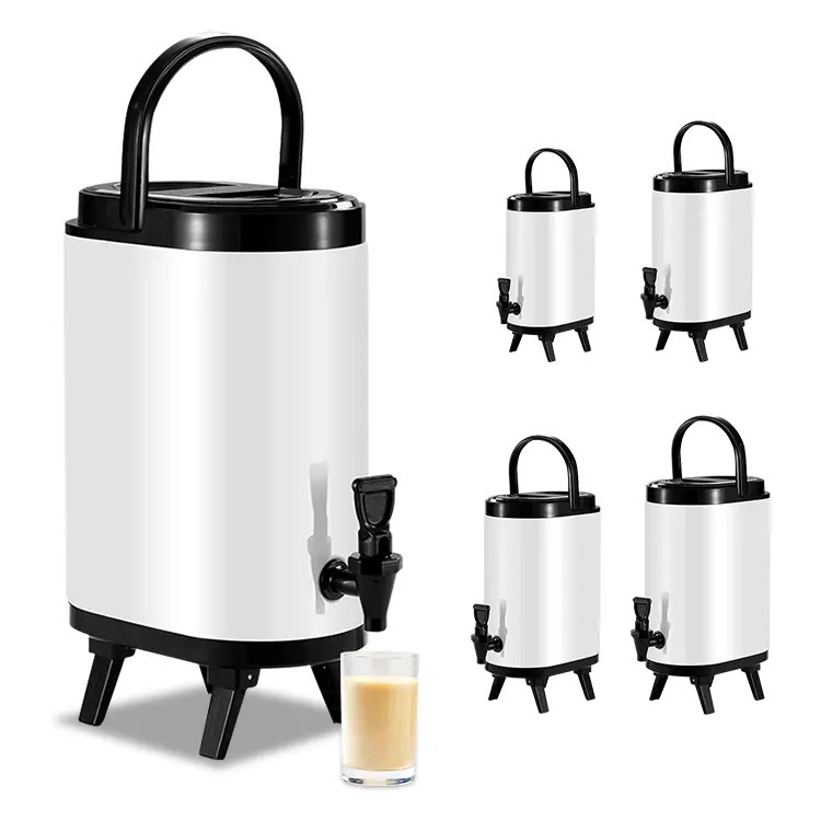 Draagbare 2 Gallon Melk Koffie Thee Drinken Dispenser Geïsoleerd 304 Roestvrij Staal Warme Drank Dispenser Met Handvat