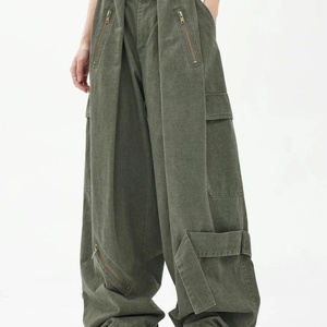 Pantalones Cargo de Alta Calidad para Mujer, con Cordón, Bolsillos Grandes, Corte Recto, Lavado Ácido, Pantalones Jogger Holgados - Product Image 4