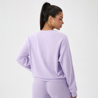 Groothandel Wafel Ronde Hals Sport Lange Mouw T-shirts Dames Losse Yoga Fitness Kleding Hardlopen Plus Size Atletiek Shirt