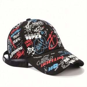 Casquette de baseball graffiti pour hommes et femmes, casquette à longue sangle tendance, casquette d'été imprimée, casquette hip hop, vente en gros - Product Image 6