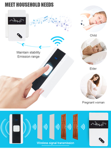 Sécurité timbre 36 carillon longue portée bouton maison sans fil <span class=keywords><strong>sonnette</strong></span> batterie bienvenue anneau lumière <span class=keywords><strong>sonnette</strong></span> de porte <span class=keywords><strong>pour</strong></span> sourds - Product Image 4