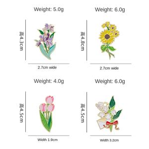 यिनी निर्माता थोक कस्टम 4 पीसी जस्ता मिश्र धातु पुष्प एनमेल पिन सेट-इरिस/सूरजमुखी/लिली/ट्यूलिप फूल ब्रोच - Product Image 4