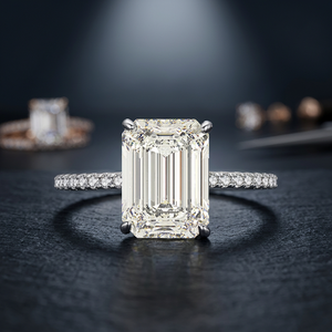 Anillo de compromiso solitario de circonita talla baguette, plata de ley 925 con baño de rodio, engaste de garra, moderno, para mujer, boda, aniversario - Product Image 3