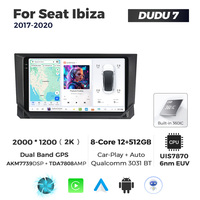 Systèmes multimédias automobiles Android DUDU pour Seat Ibiza 2017-2020 avec écran, navigation, musique, CarPlay, Android Auto