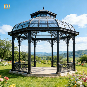 ศาลาเหล็กดัดทรงแปดเหลี่ยมสไตล์วิคตอเรียนประดับตกแต่งอย่างงดงามพร้อมกระจกสำหรับสวนกลางแจ้ง - Product Image 1
