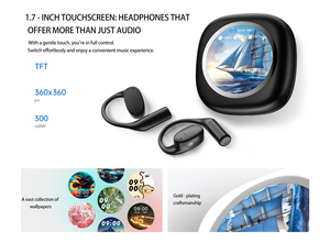 QY OWS Auriculares deportivos Pantalla táctil a todo color Sonido panorámico LED Carga inalámbrica Estilo de gancho para la oreja Traducción gratuita permanente - Product Image 4