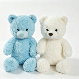 Customized Soft Fluffy Matching Sitting <b>Stuffed</b> Bear Duo, Twin Teddy Bears, Gender Neutral Nursery Decor - Product Image 2