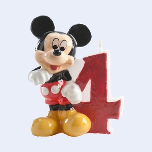 Candela di compleanno Topolino numero 4 6,5 cm per decorazioni feste bambini - Product Image 1
