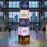 Totem numérique rotatif empilable COSUN à 3 faces avec rotation automatique à 360° pour la publicité au sol dans les centres commerciaux