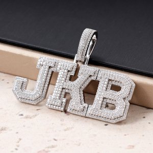 Mặt dây chuyền chữ cái Hip Hop cá tính dành cho nam, bạc 925, gắn đá Moissanite, màu D, vượt qua bài kiểm tra kim cương - Product Image 3