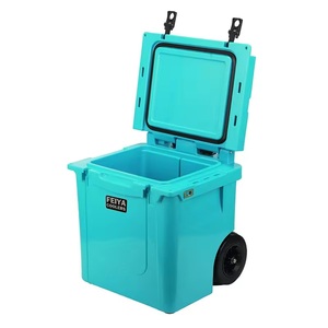 Glacière isotherme rotomoulée moderne 45QT à <span class=keywords><strong>roulettes</strong></span>, anti-ours, double compartiment, pour camping, pêche, plage, extérieur, aliments - Product Image 6