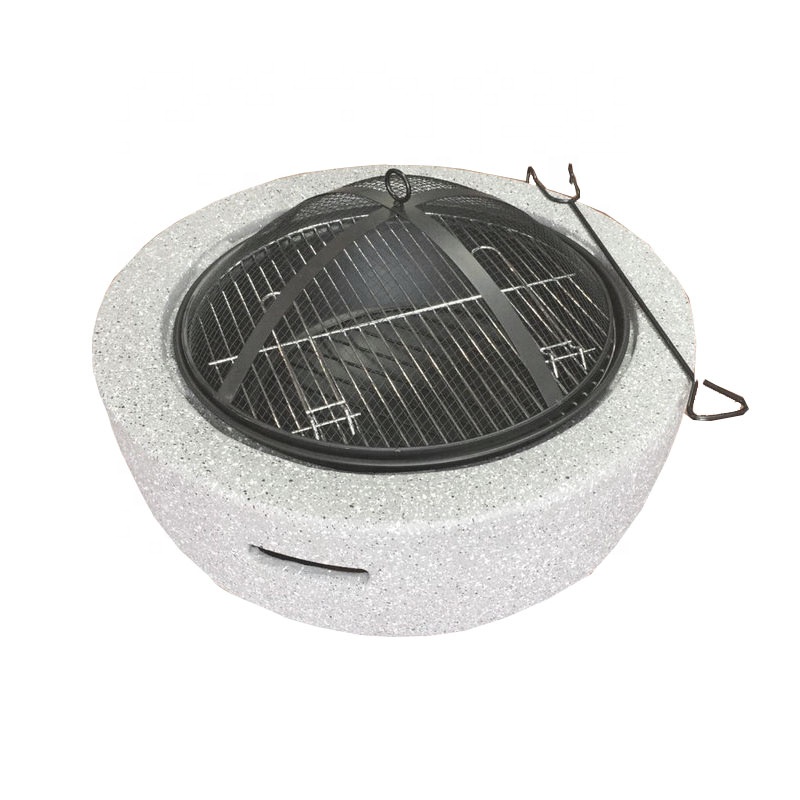 Concrete stone magnesia fire pit Backyard party heater Simple compact brazier stove with lid smokeless utility model
