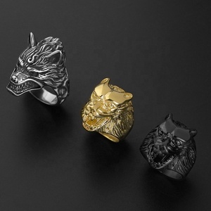 Anillo de Acero Inoxidable con Diseño de Hombre Lobo, Estilo Hip Hop, Bisel con Incrustaciones, Accesorios para Motociclistas y Vikingos, Joyería - Product Image 2