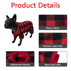 Combinaison de Noël douillette en <span class=keywords><strong>polaire</strong></span> pour animaux de compagnie, pyjama pour <span class=keywords><strong>chien</strong></span> à carreaux Buffalo, vêtement de nuit d'hiver doux et chaud à quatre pattes pour chiots et petits chiens - Product Image 4