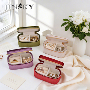 Luxury Velvet Portable Travel Jewelry <b>Box</b> <b>Mini</b> Organizer For Earrings Rings Necklaces - Product Image 1