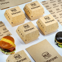 Boîte à hamburger haut de gamme en papier kraft, jetable, épaissie, sans pliage, pour emporter, emballage alimentaire pour restaurant