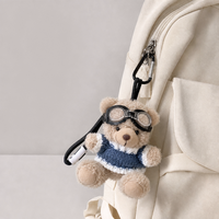 Mini porte-clés ours en peluche personnalisé, pendentif sac à dos, breloque sac, jouet doux, porte-clés de voiture, 15 cm, rembourré en coton PP