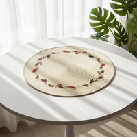 Napperons de luxe en plastique PP doré, antidérapants, style zen asiatique, non toxiques, diamètre 32 cm, motif feuille brodée tressée, personnalisables