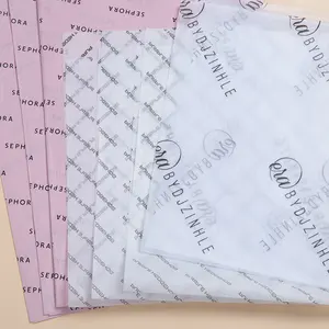 Papier d'emballage en soie imprimé avec logo personnalisé papier d'emballage en soie écologique blanc noir rose avec logo pour vêtements