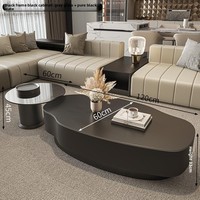 Table basse en pierre minimaliste avec rangement, design moderne et simple, structure en acier, meubles pour la maison, convient aux petits et grands espaces de vie