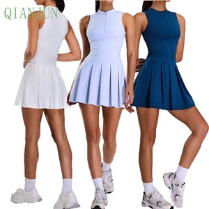 Vente chaude femmes demi fermeture éclair sans manches Fitness jupes de Tennis actives Gym haute intensité exercice respirant Sexy jupes plissées - Product Image 1