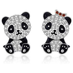 Orecchini a perno con panda carino per donna, stile fiocco animale, accessorio moda quotidiana - Product Image 1