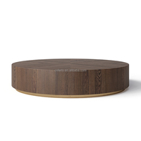 Table basse ronde FERLY de luxe, artisanale, pour salon, plateau flottant, finition en chêne blanc mitréé