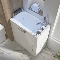 Baignoire autoportante en acrylique avec douche d'angle, fonction de bain à remous, ouverture de porte, fonction de trempage, drain inclus - Vente flash