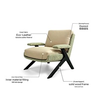 Fauteuil individuel en bois de luxe moderne, design de créateur, bords scellés à la main, pour mobilier de maison, réception d'hôtel et espaces de loisirs