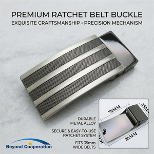 Boucle de ceinture rayée personnalisable en alliage de zinc 35 mm pour homme, idéale pour le style business décontracté, remplacement de sangle en cuir avec finition plaquée logo - Product Image 1