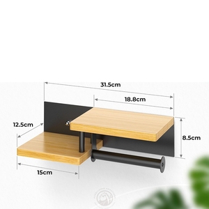 <span class=keywords><strong>Porte</strong></span>-<span class=keywords><strong>papier</strong></span> <span class=keywords><strong>toilette</strong></span> mural en <span class=keywords><strong>bambou</strong></span> écologique avec étagère pour téléphone Toilettenpapierhalter Klopapierhalter - Product Image 5