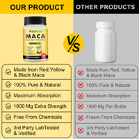 Vente en gros Original 4-en-1 Rormula 60p Jaune Rouge Noir Maca Capsules Racine Énergie pour Hommes Femmes